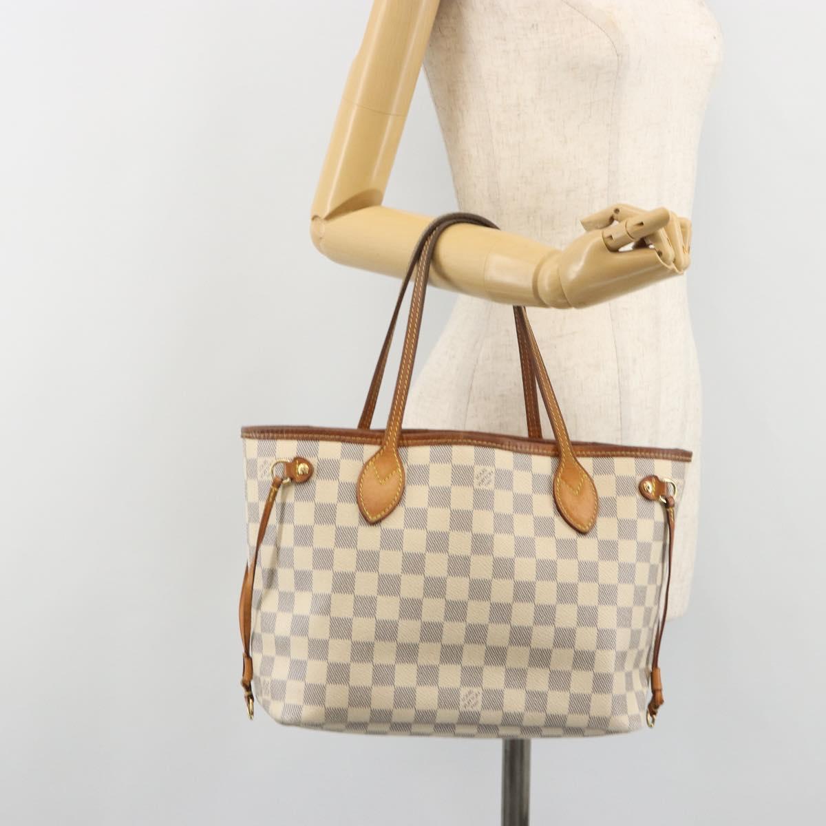 LOUIS VUITTON Damier Azur Neverfull PM Tote Bag N41362 LV Auth 188715