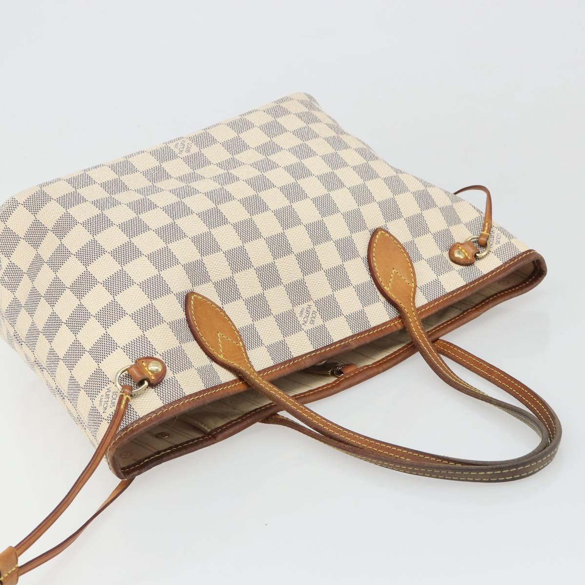 LOUIS VUITTON Damier Azur Neverfull PM Tote Bag N41362 LV Auth 188715