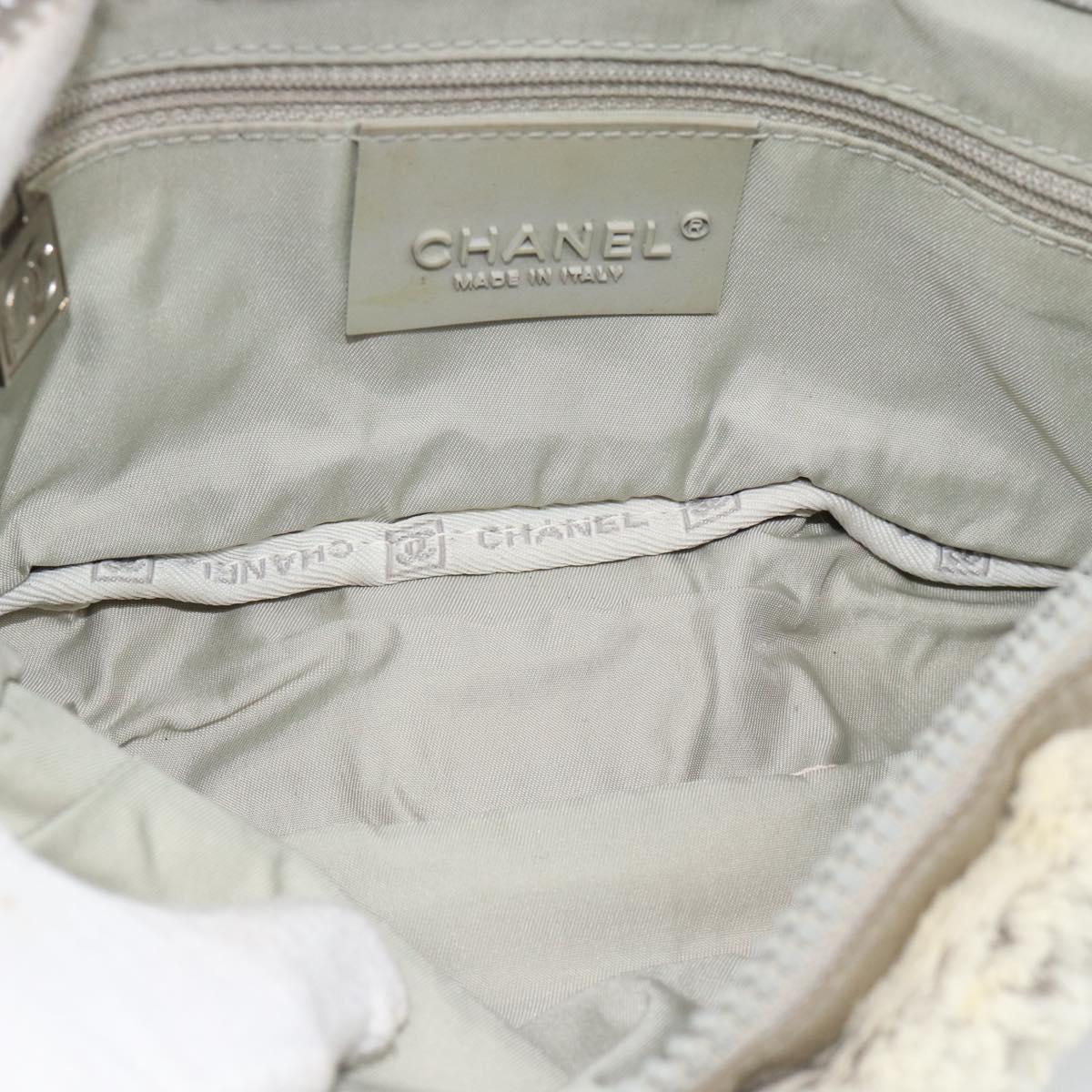 CHANEL Sports Line Chain Shoulder Bag Fur Gray Silver CC Auth 188719