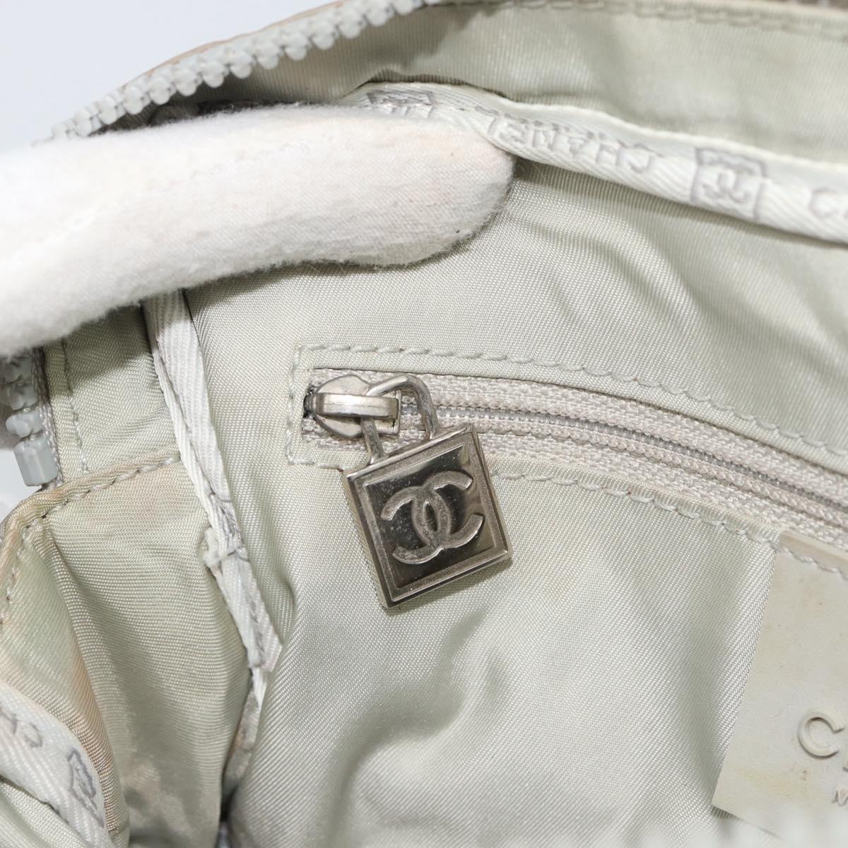 CHANEL Sports Line Chain Shoulder Bag Fur Gray Silver CC Auth 188719