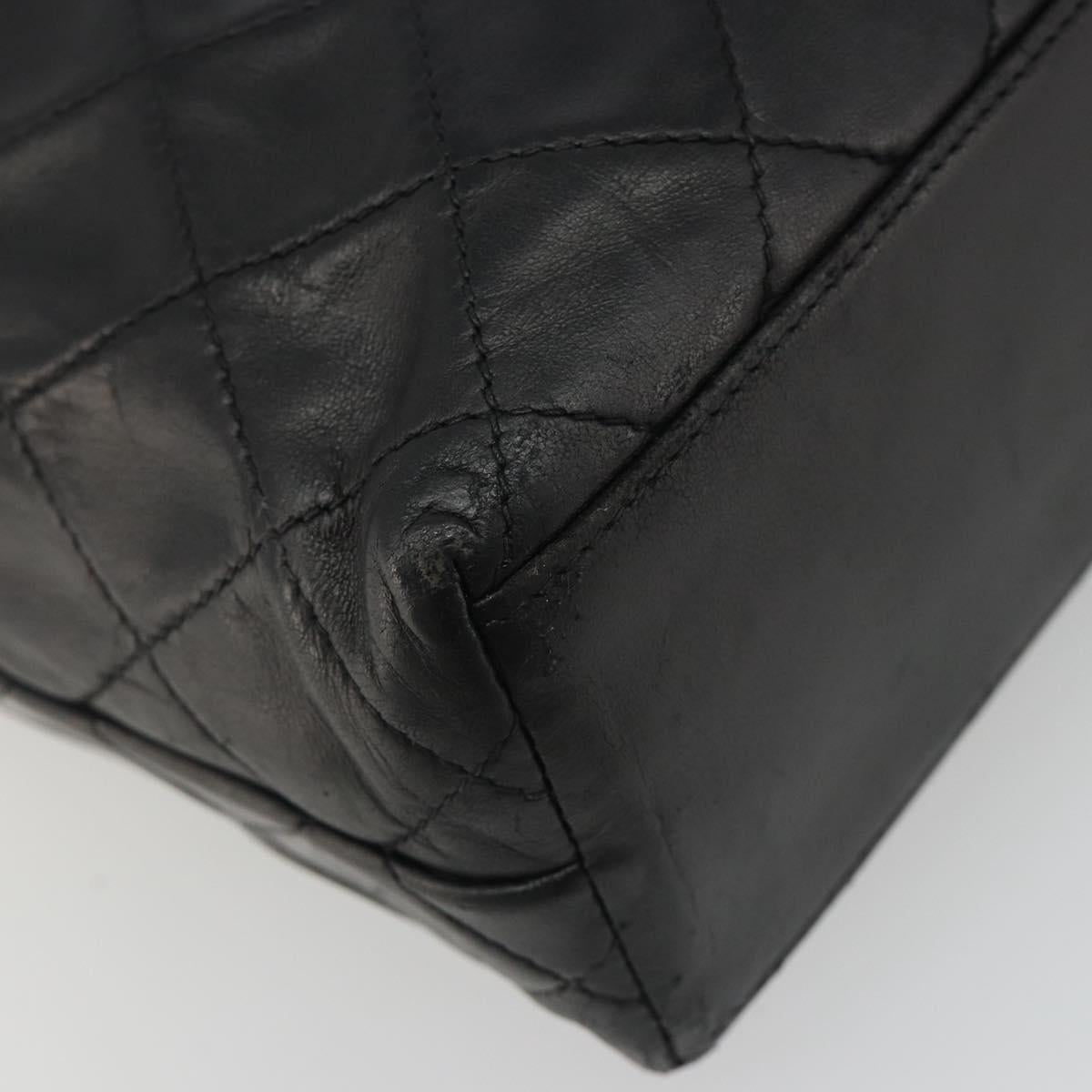 CHANEL Matelasse Chain Shoulder Bag Leather Black Gold CC Auth 188720