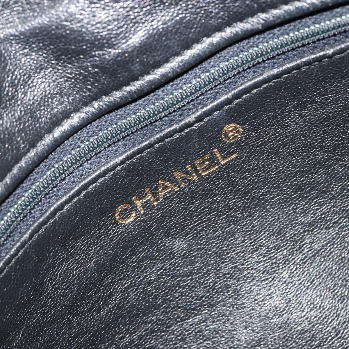 CHANEL Matelasse Chain Shoulder Bag Leather Black Gold CC Auth 188720