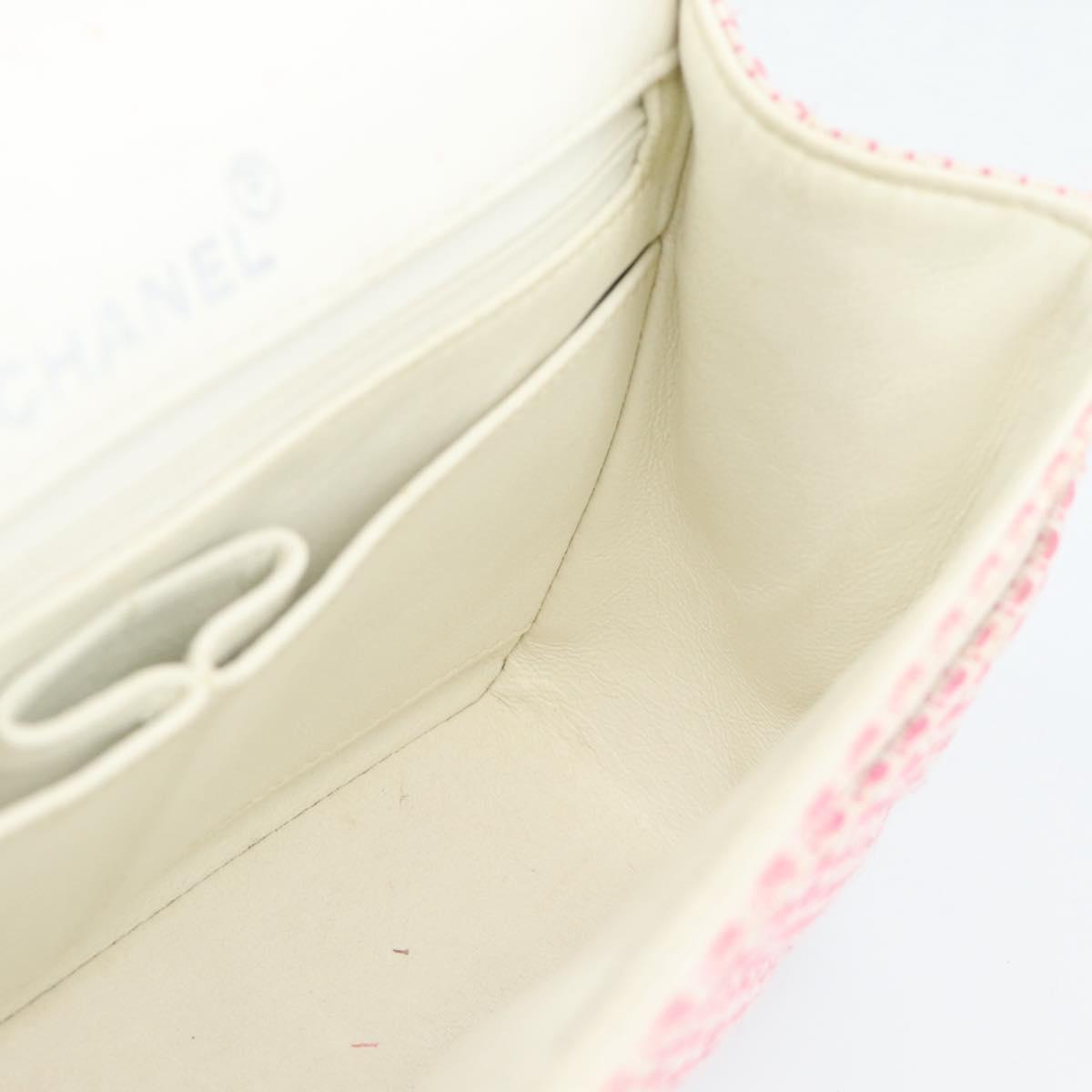 CHANEL Matelasse Chain Shoulder Bag Canvas Pink Silver CC Auth 188723V
