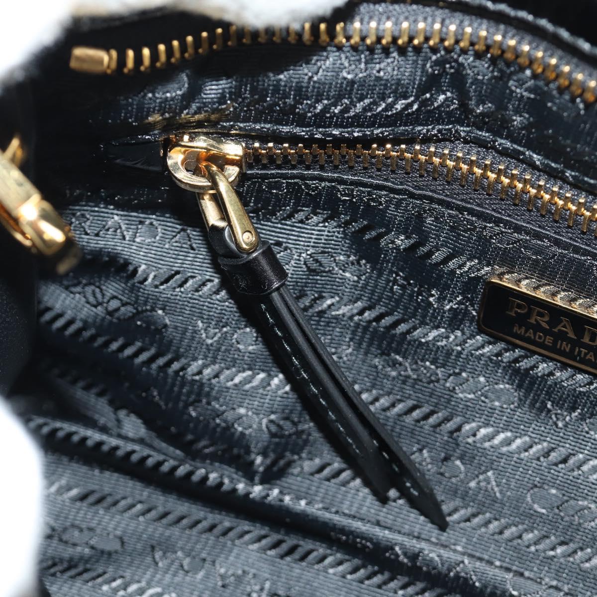 PRADA Bonnie Mini Hand Bag Leather 2way Black Gold Auth 188724SM