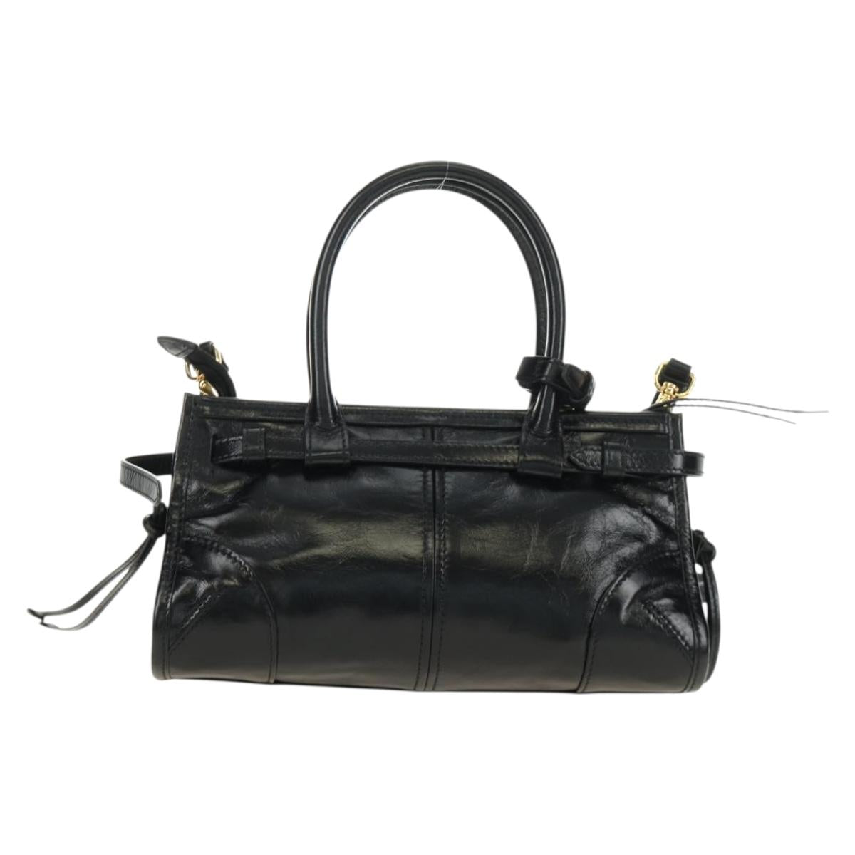 PRADA Bonnie Mini Hand Bag Leather 2way Black Gold Auth 188724SM