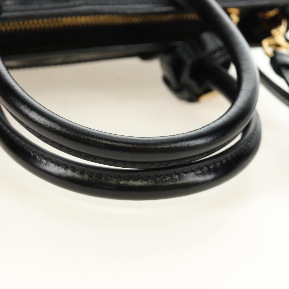 PRADA Bonnie Mini Hand Bag Leather 2way Black Gold Auth 188724SM