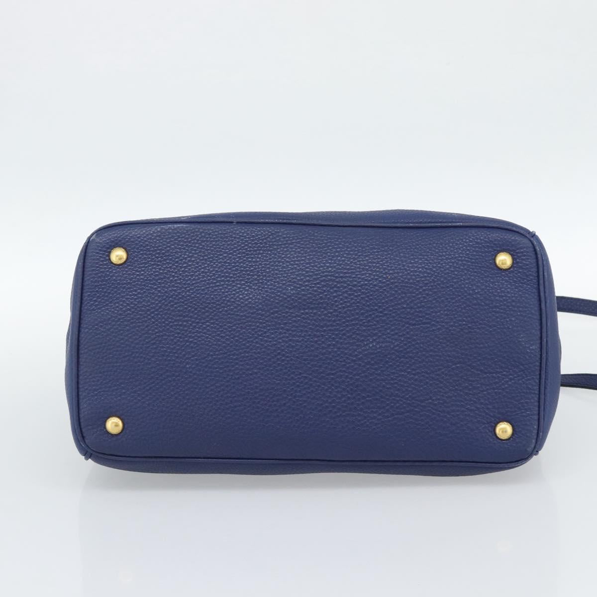 PRADA Hand Bag Vittero Dino Leather 2way Blue Gold Auth 188726