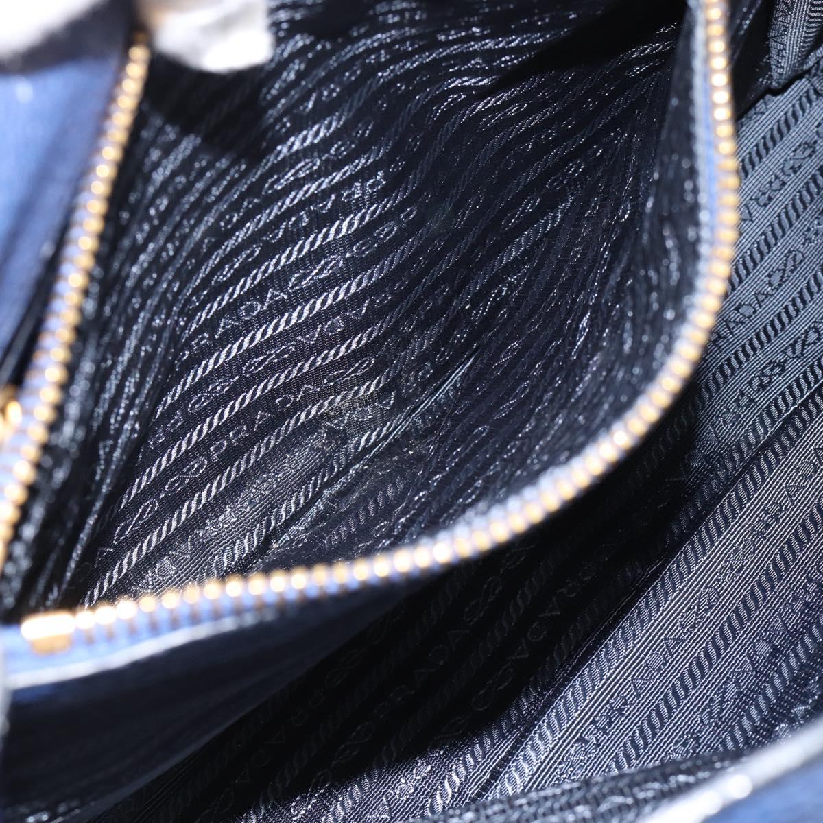 PRADA Hand Bag Vittero Dino Leather 2way Blue Gold Auth 188726