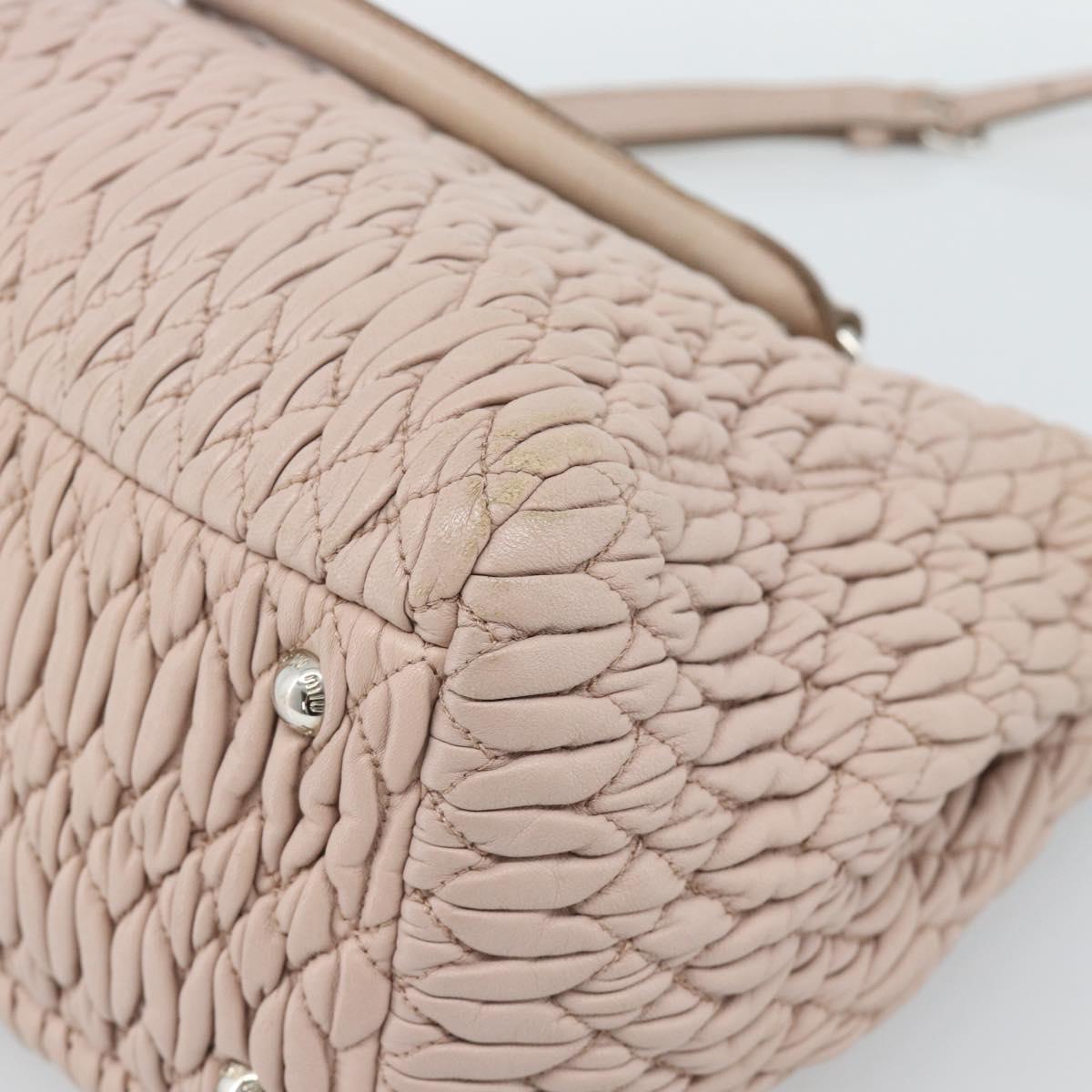 Miu Miu Matelasse Chain Shoulder Bag Leather 2way Pink Silver Auth 188727