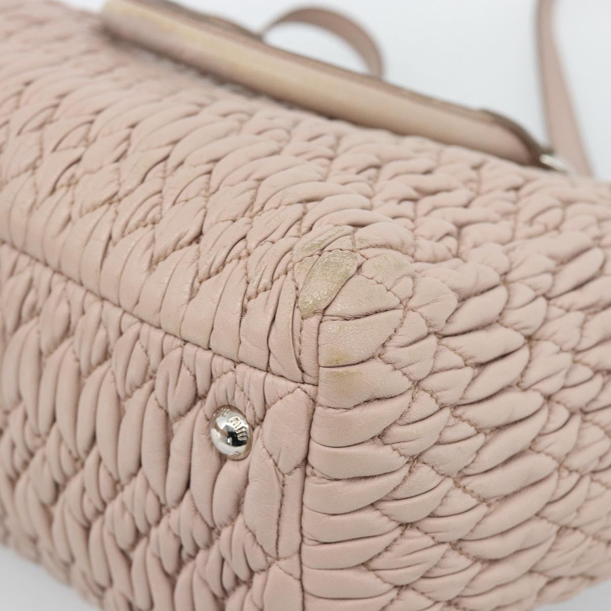 Miu Miu Matelasse Chain Shoulder Bag Leather 2way Pink Silver Auth 188727