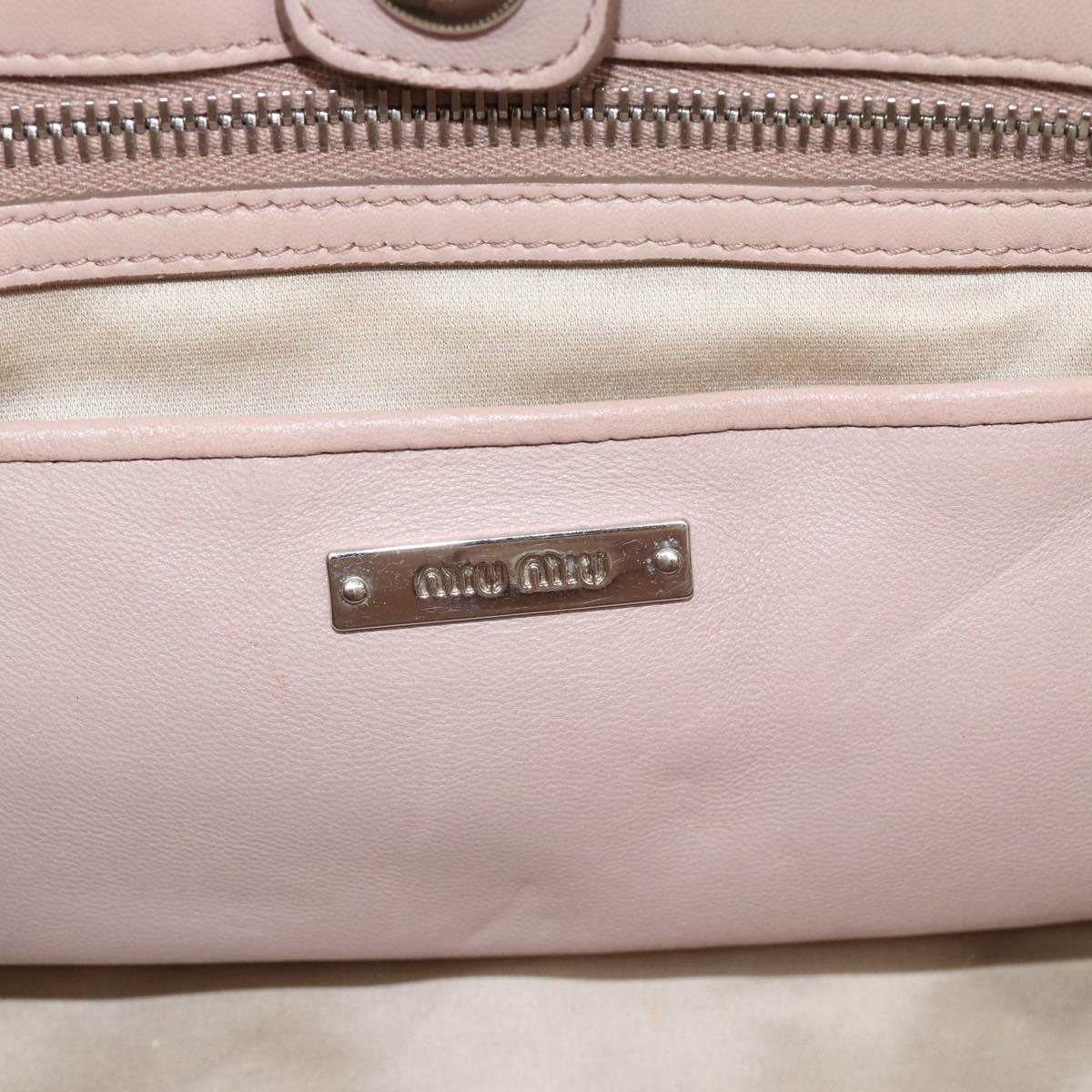 Miu Miu Matelasse Chain Shoulder Bag Leather 2way Pink Silver Auth 188727