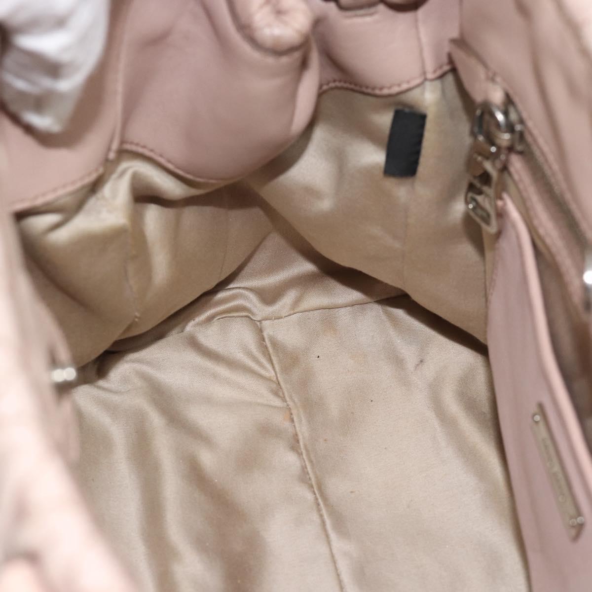 Miu Miu Matelasse Chain Shoulder Bag Leather 2way Pink Silver Auth 188727