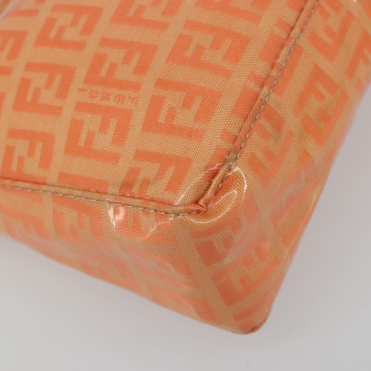 FENDI Zucchino Canvas Hand Pouch Coated Canvas Orange Gold Auth 188729