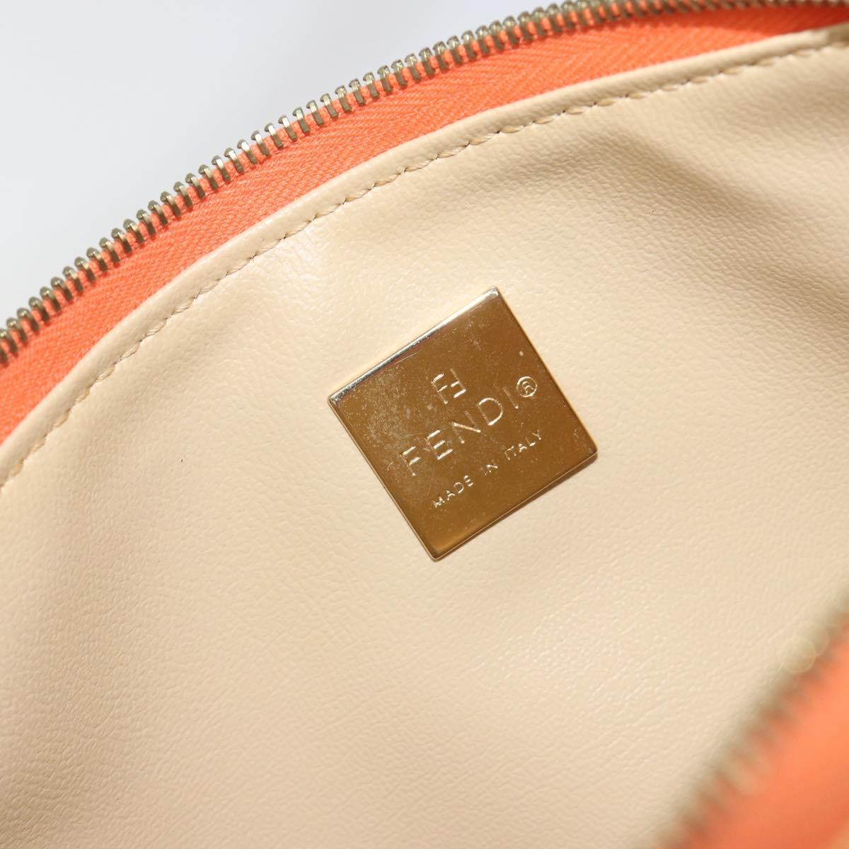 FENDI Zucchino Canvas Hand Pouch Coated Canvas Orange Gold Auth 188729