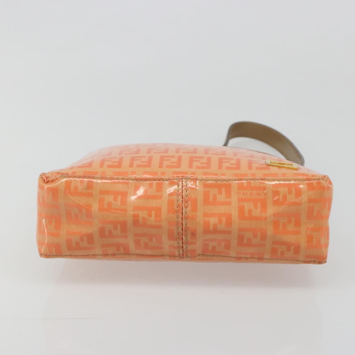 FENDI Zucchino Canvas Hand Pouch Coated Canvas Orange Gold Auth 188729