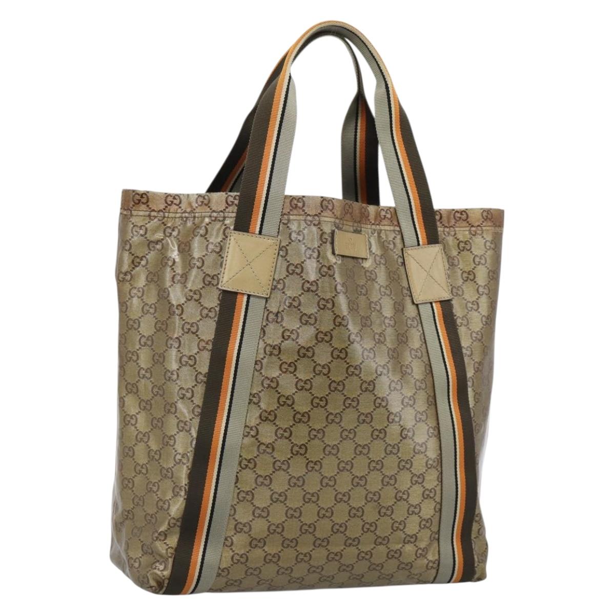 GUCCI GG Crystal Tote Bag Coated Canvas Beige 189669 Auth 188731