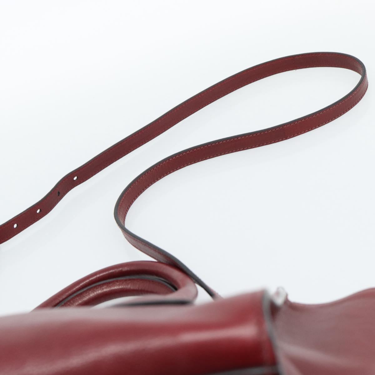 PRADA Hand Bag Leather 2way Red Silver Auth 188750M