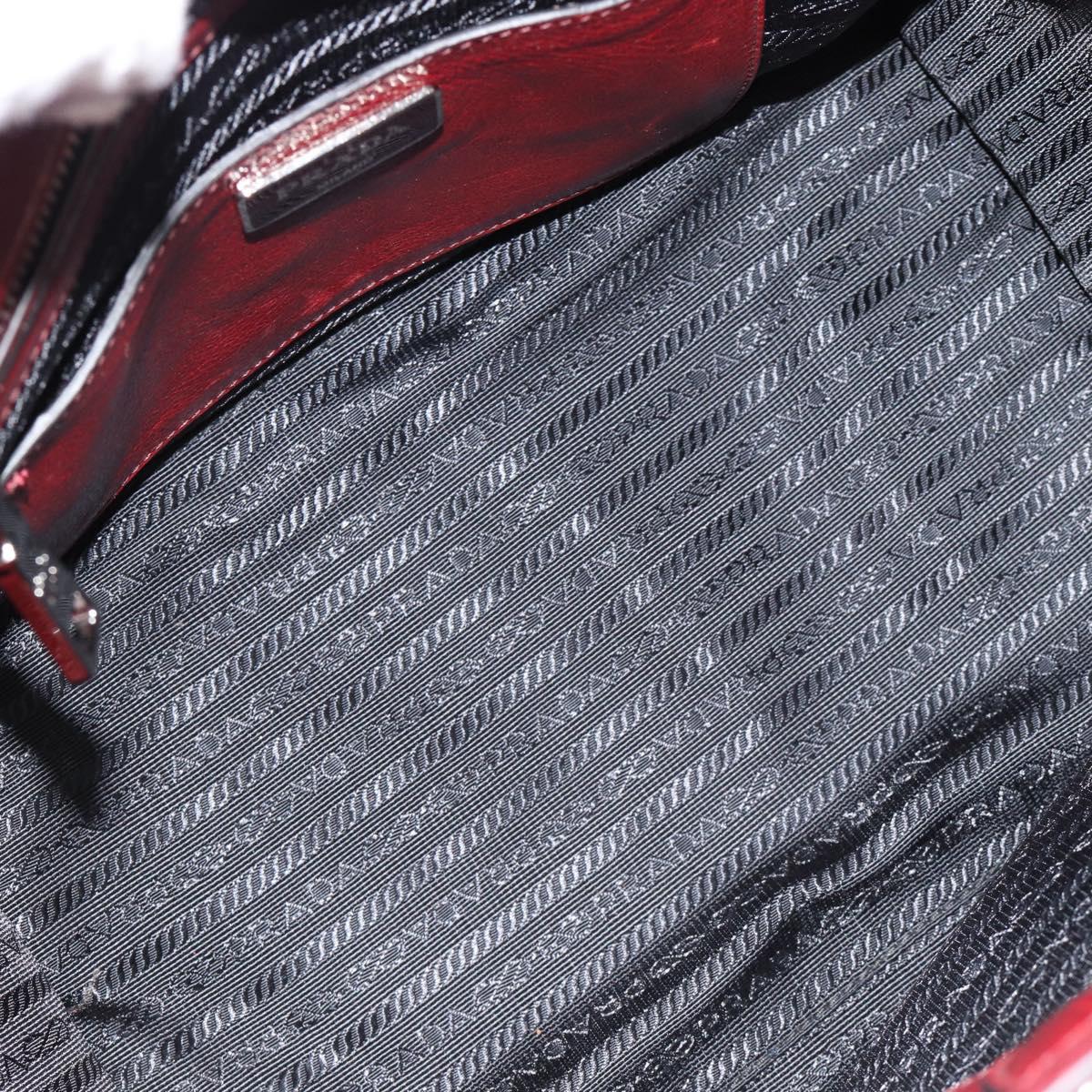 PRADA Hand Bag Leather 2way Red Silver Auth 188750M