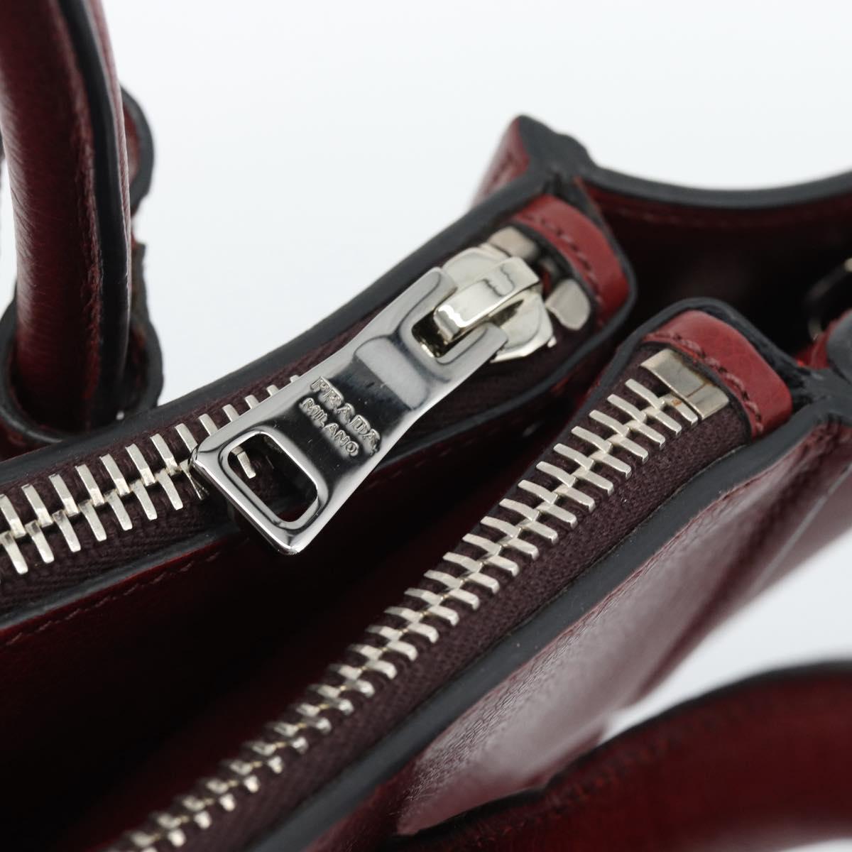 PRADA Hand Bag Leather 2way Red Silver Auth 188750M