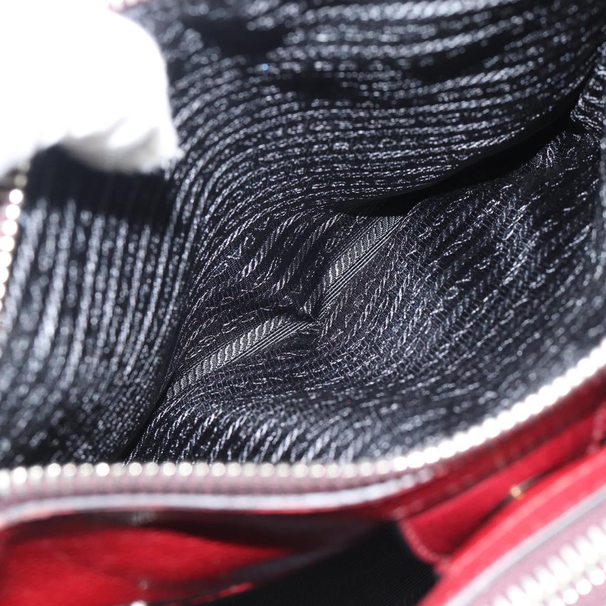 PRADA Hand Bag Leather 2way Red Silver Auth 188750M