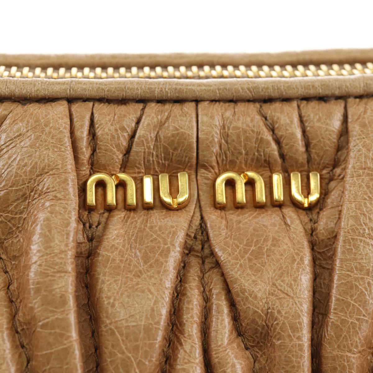 Miu Miu Matelasse Shoulder Bag Leather Beige Gold Auth 188751M