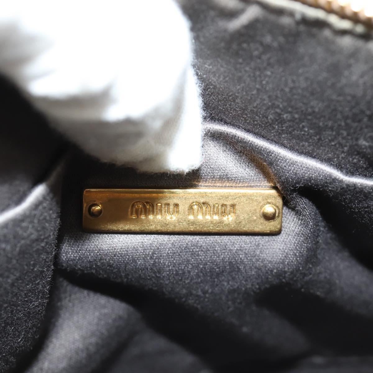 Miu Miu Matelasse Shoulder Bag Leather Beige Gold Auth 188751M