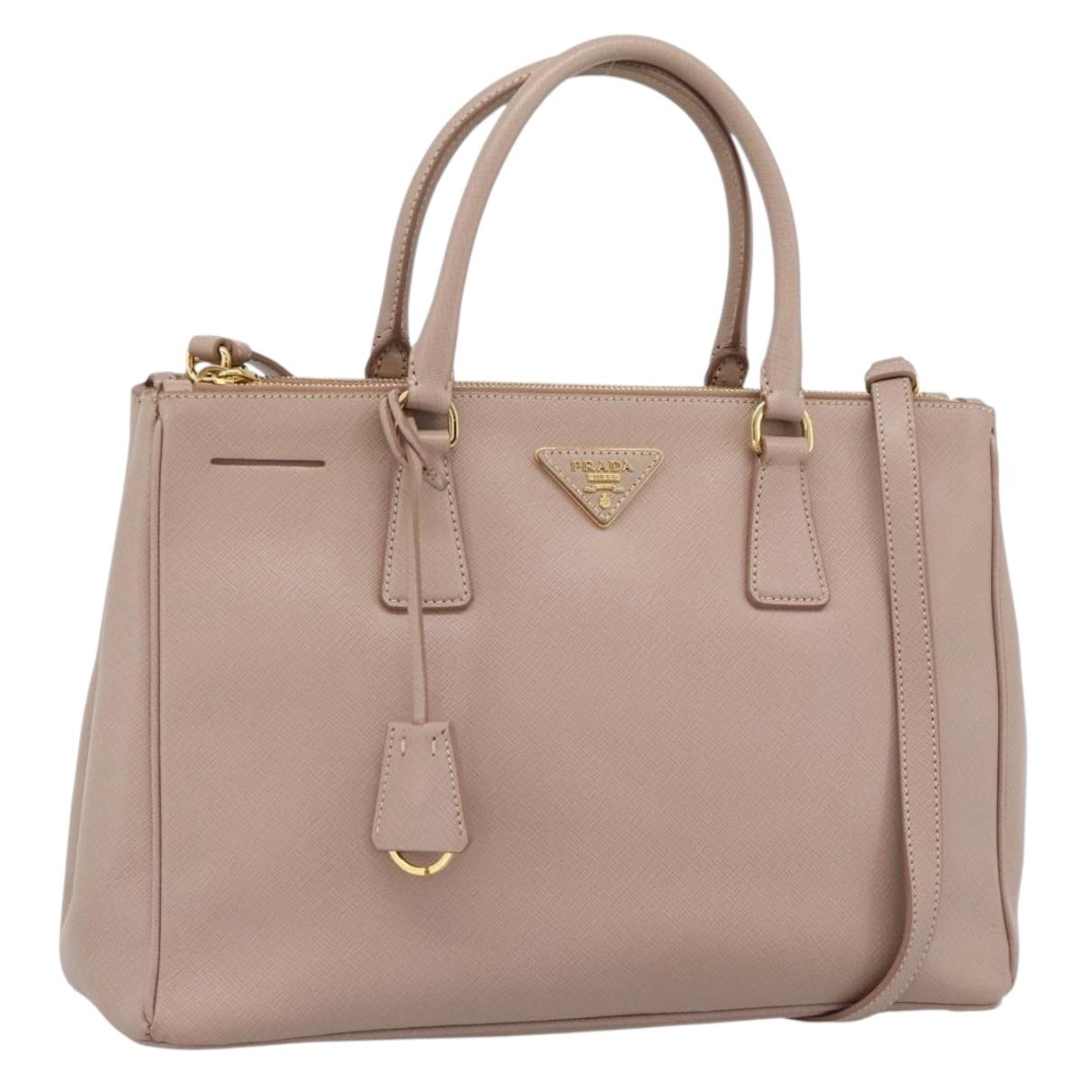 PRADA Galleria Hand Bag Safiano Leather 2way Pink Gold Auth 188752V