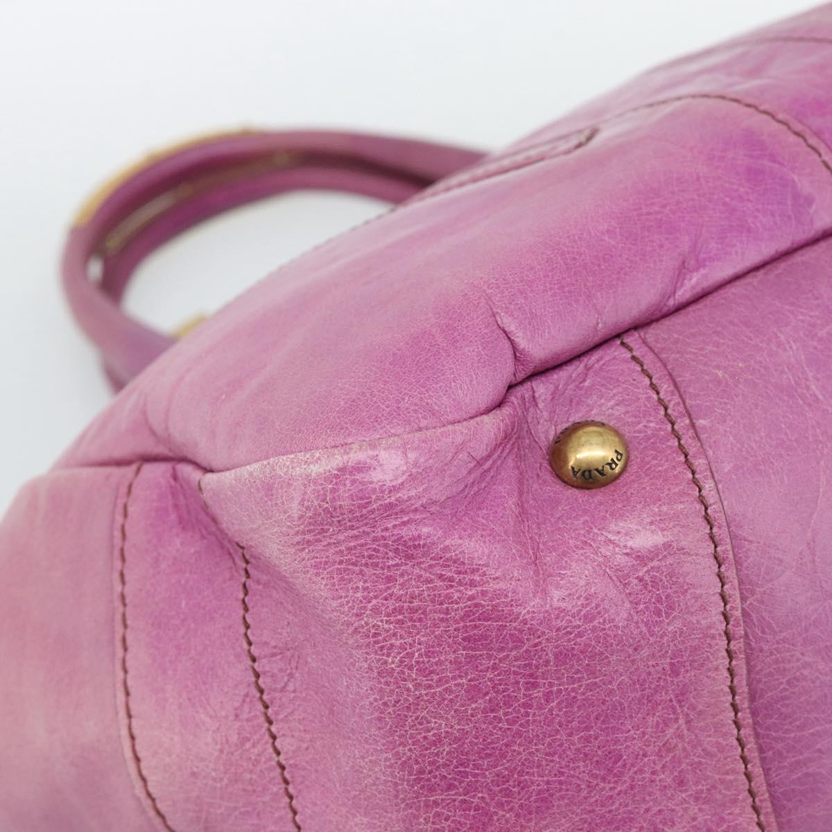 PRADA Hand Bag Leather Purple Gold Auth 188753M