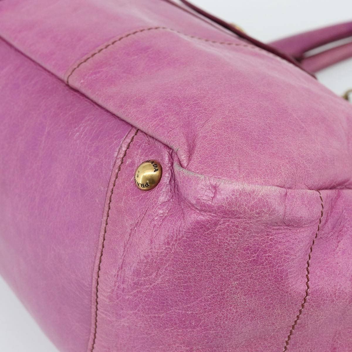 PRADA Hand Bag Leather Purple Gold Auth 188753M