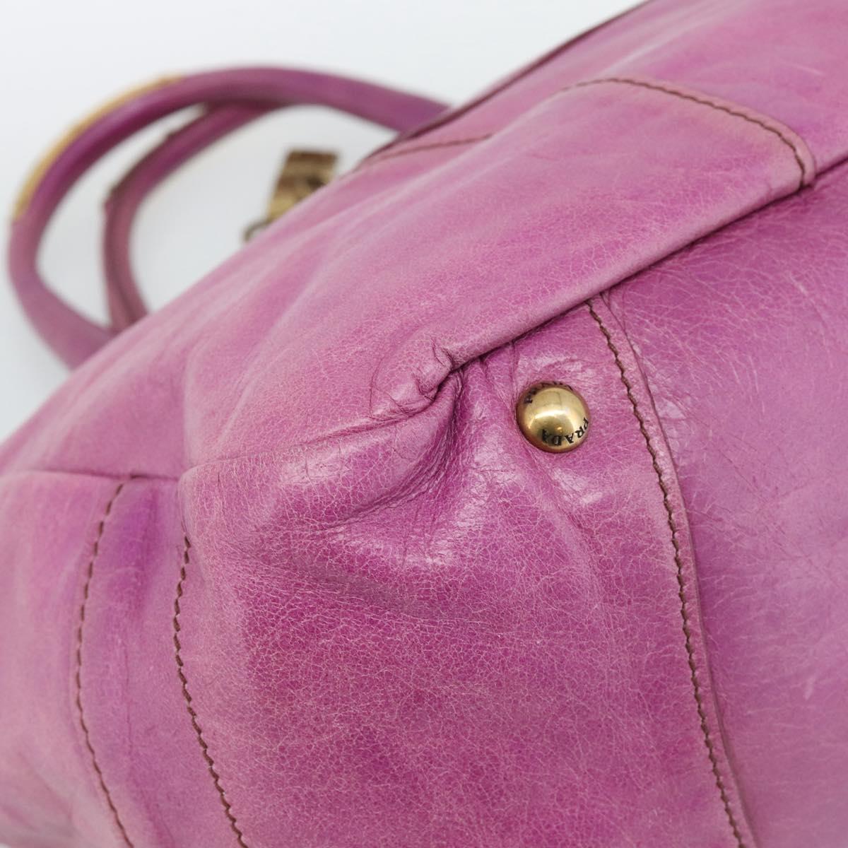 PRADA Hand Bag Leather Purple Gold Auth 188753M