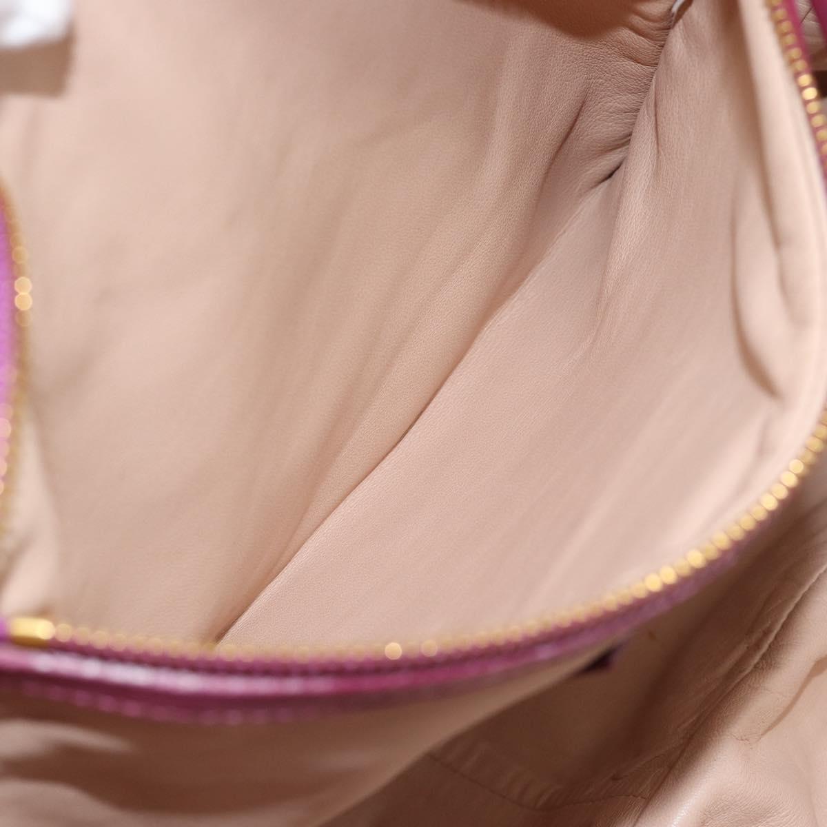 PRADA Hand Bag Leather Purple Gold Auth 188753M