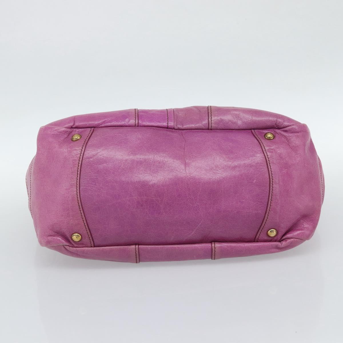 PRADA Hand Bag Leather Purple Gold Auth 188753M