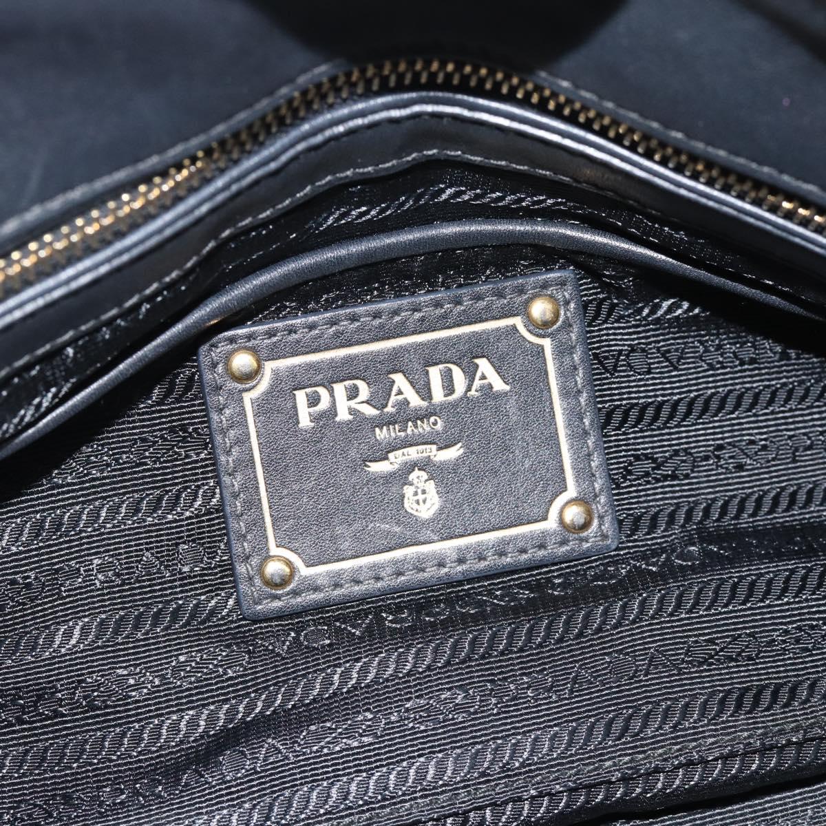 PRADA Hand Bag Nylon 2way Black Gold Auth 188755A