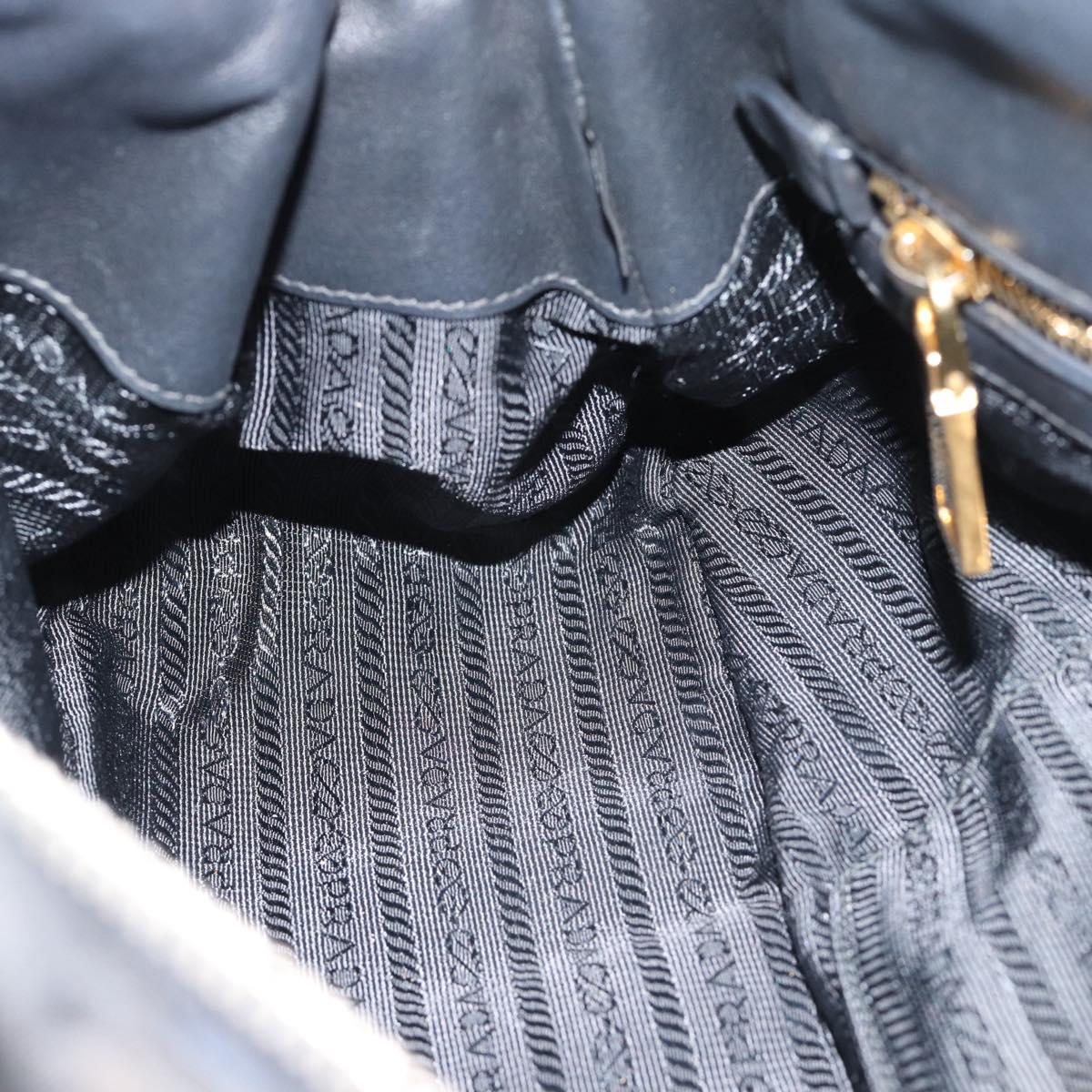 PRADA Hand Bag Nylon 2way Black Gold Auth 188755A