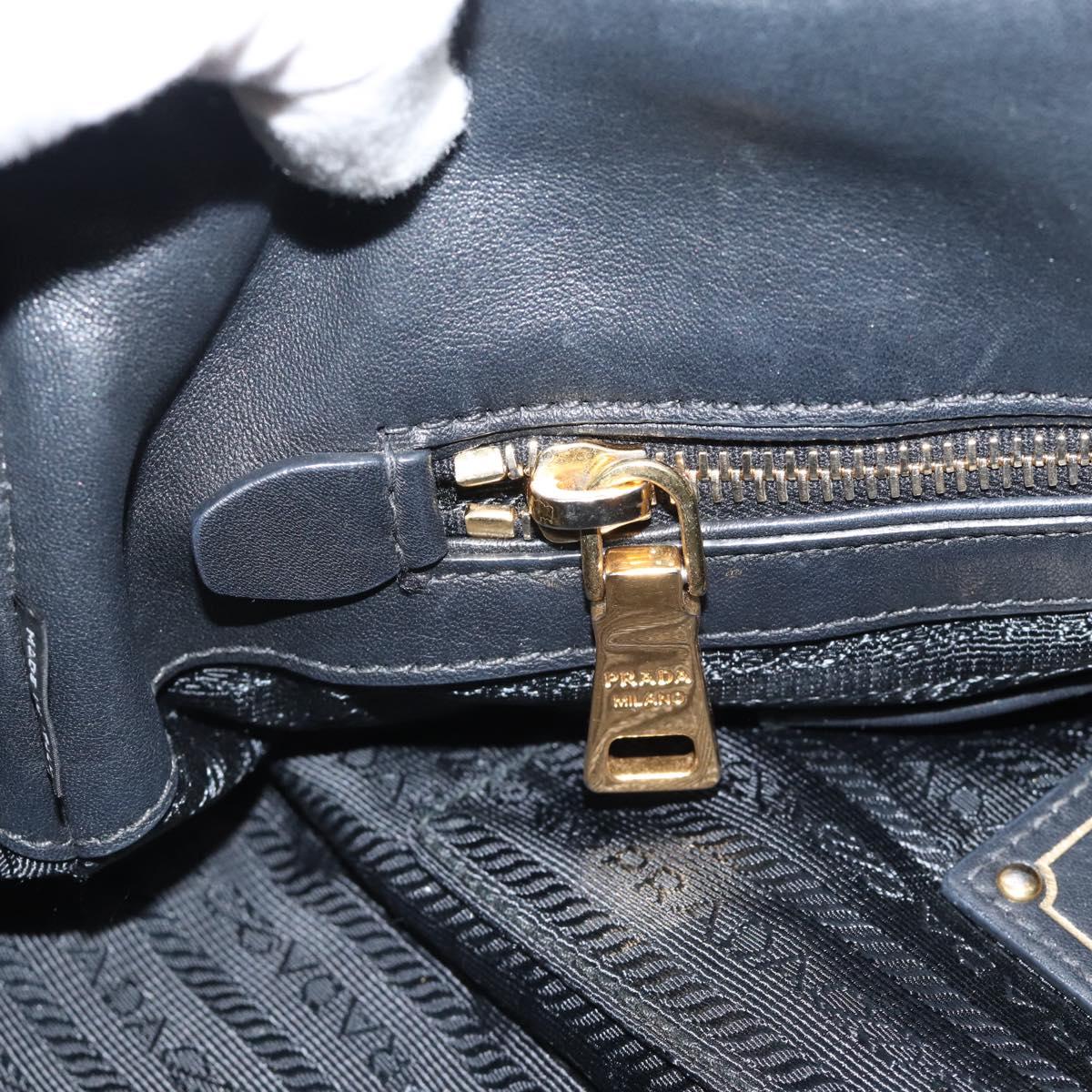 PRADA Hand Bag Nylon 2way Black Gold Auth 188755A