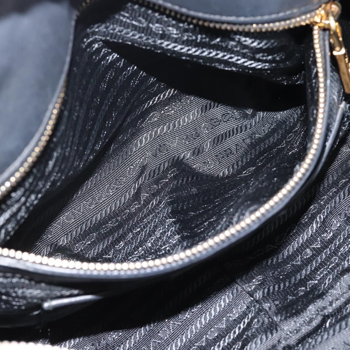 PRADA Hand Bag Nylon 2way Black Gold Auth 188755A