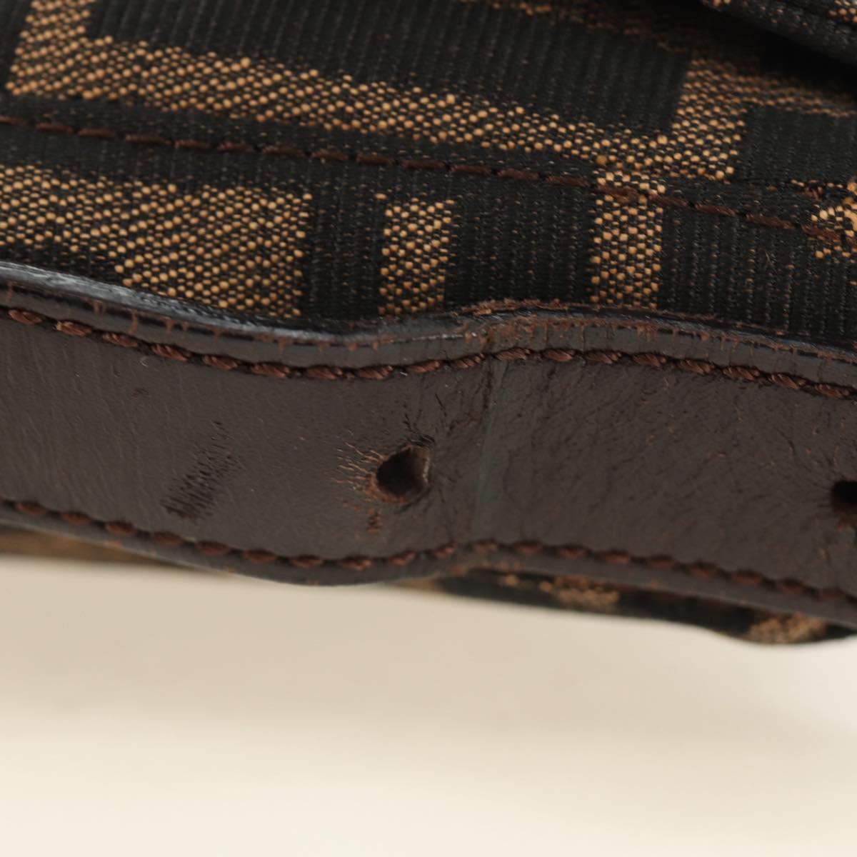 FENDI Zucca Canvas Mamma Baguette Shoulder Bag Black Brown Auth 188756SAM