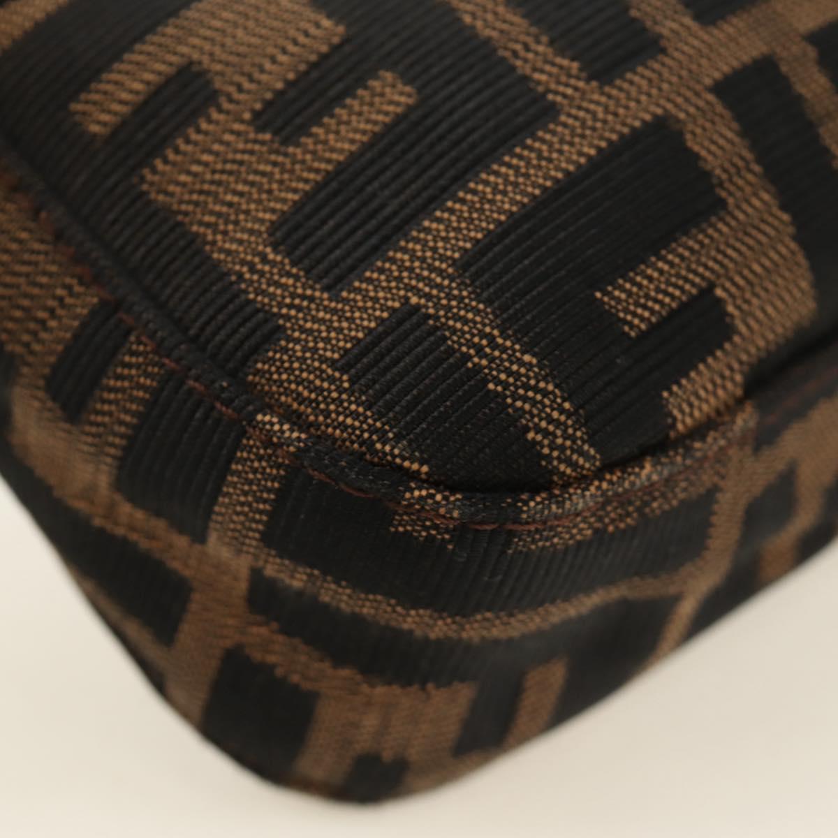 FENDI Zucca Canvas Mamma Baguette Shoulder Bag Black Brown Auth 188756SAM