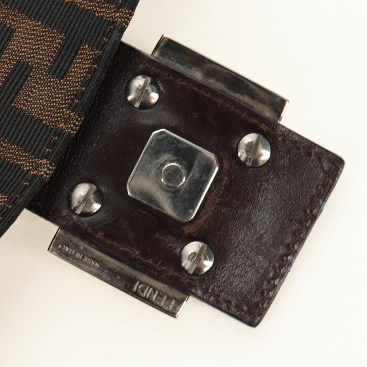FENDI Zucca Canvas Mamma Baguette Shoulder Bag Black Brown Auth 188756SAM