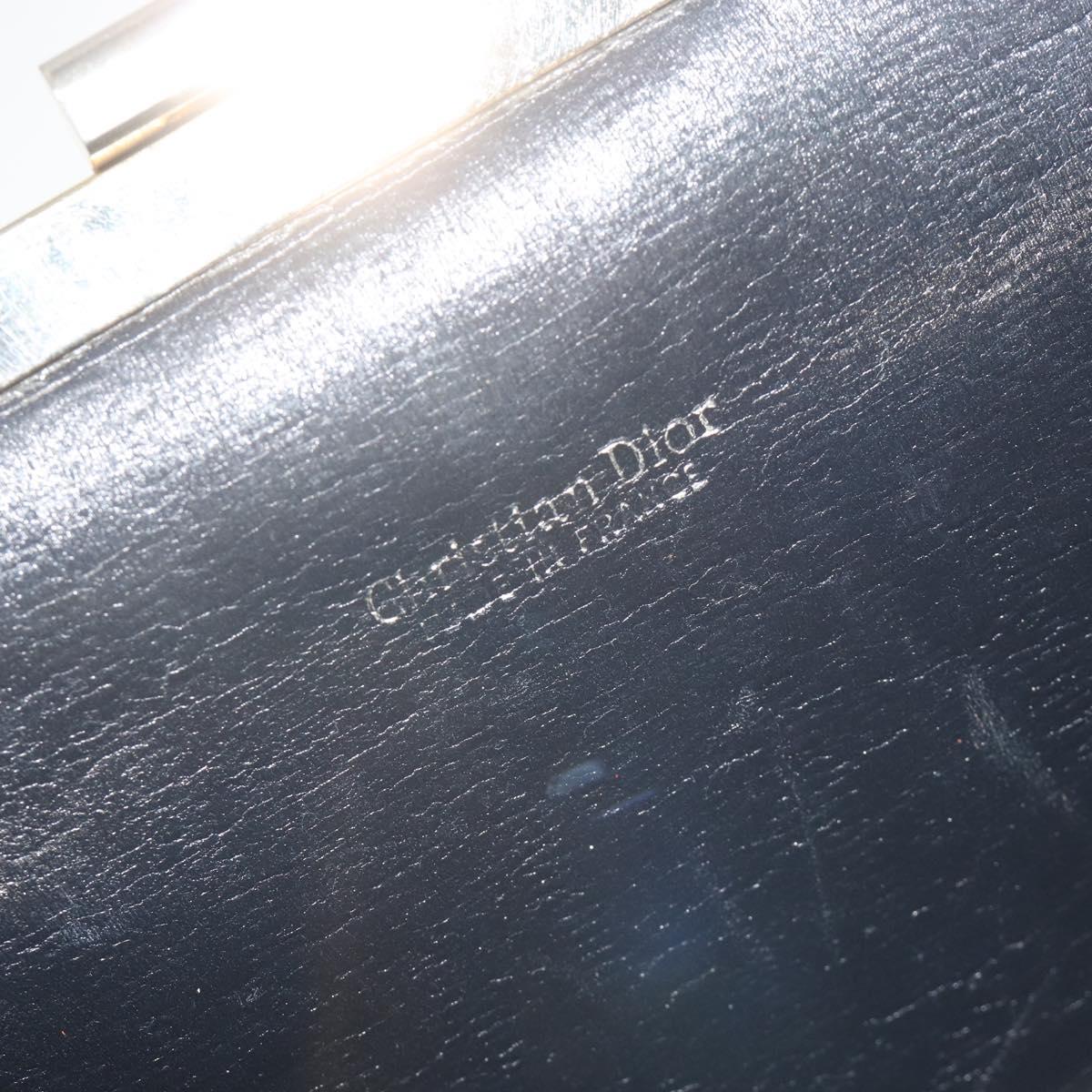 Christian Dior Trotter Canvas Clutch Bag Navy Gold Auth 188759