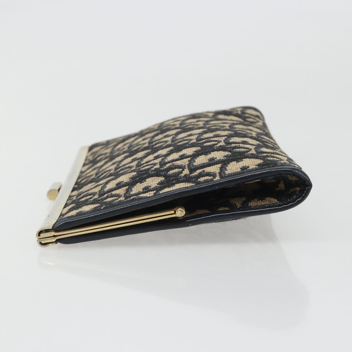 Christian Dior Trotter Canvas Clutch Bag Navy Gold Auth 188759