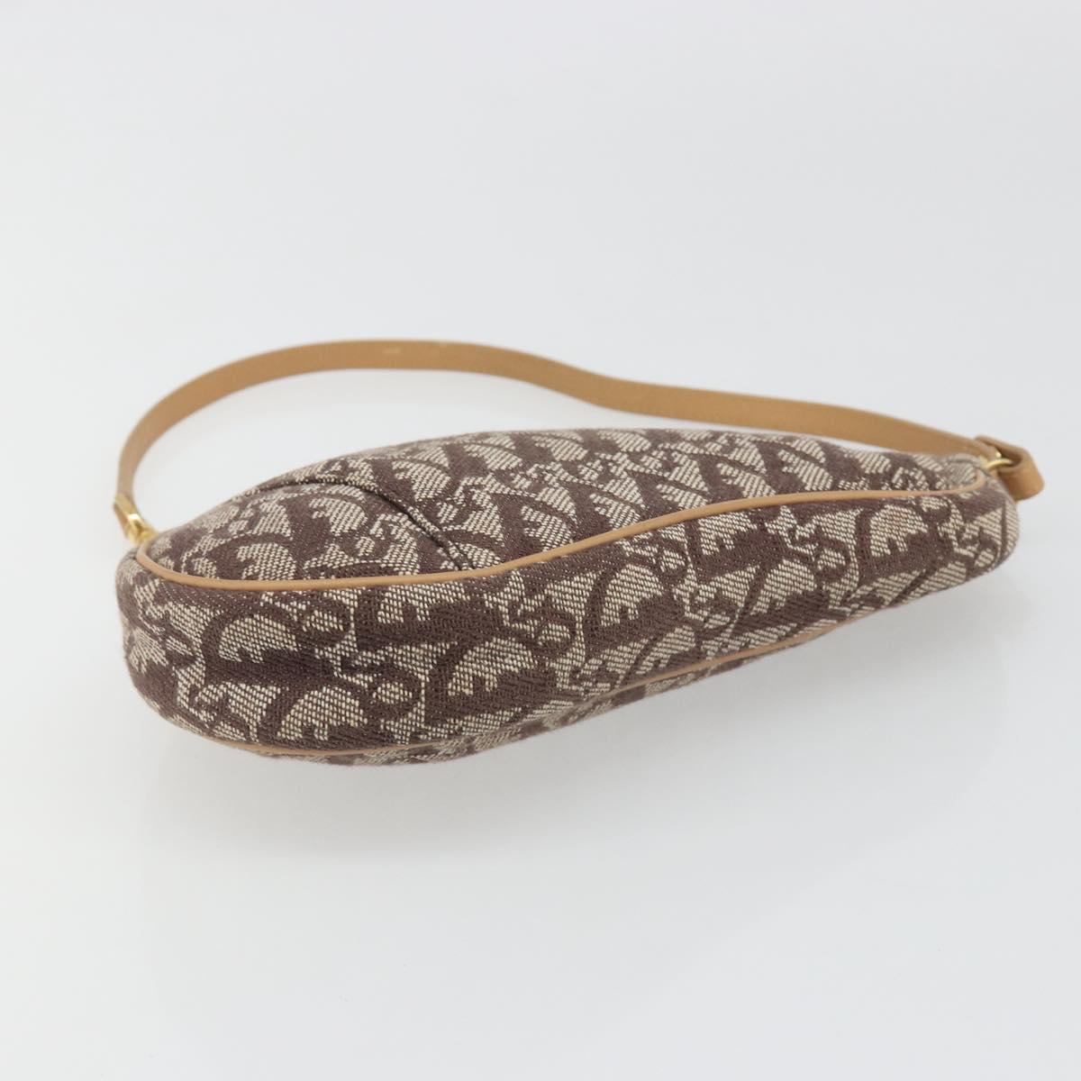 Christian Dior Trotter Canvas Saddle Accessory Pouch Brown Gold Auth 188760V