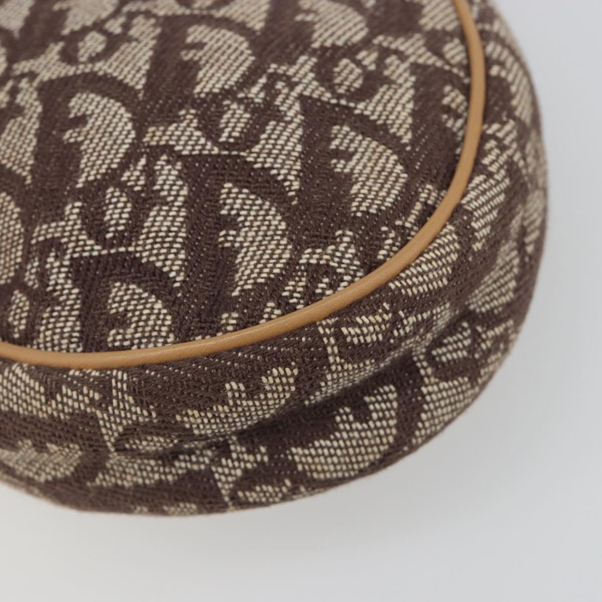 Christian Dior Trotter Canvas Saddle Accessory Pouch Brown Gold Auth 188760V