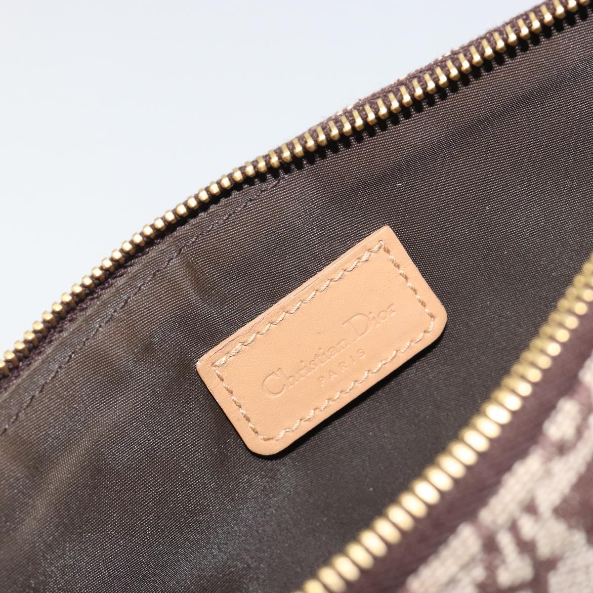 Christian Dior Trotter Canvas Saddle Accessory Pouch Brown Gold Auth 188760V
