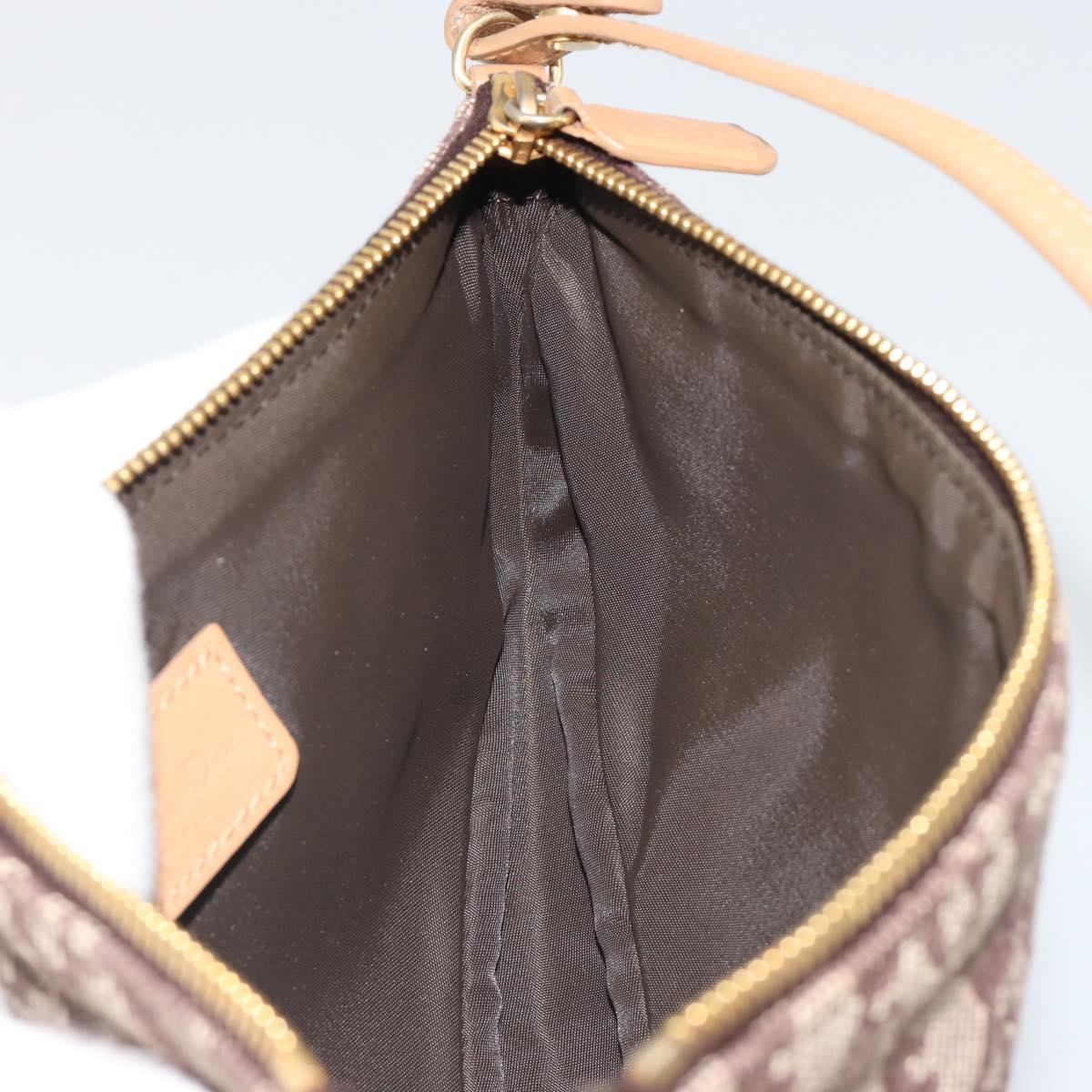 Christian Dior Trotter Canvas Saddle Accessory Pouch Brown Gold Auth 188760V