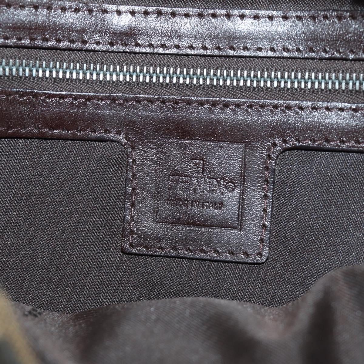 FENDI Zucca Canvas Mamma Baguette Shoulder Bag Black Brown Auth 188763SAM