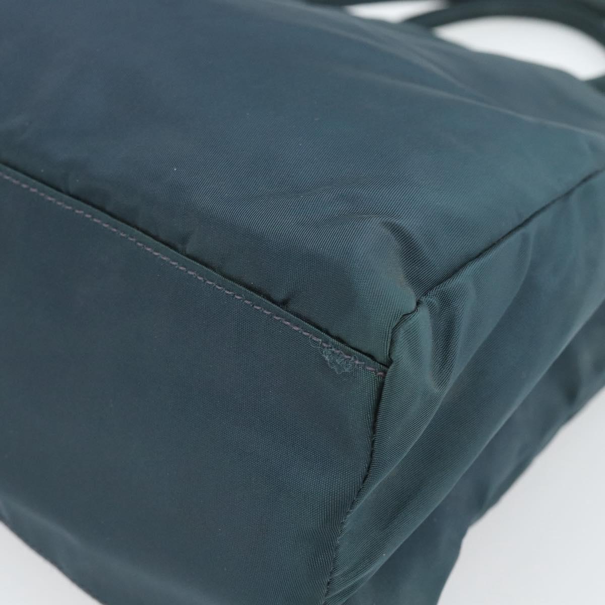 PRADA Hand Bag Nylon Green Silver Auth 188780