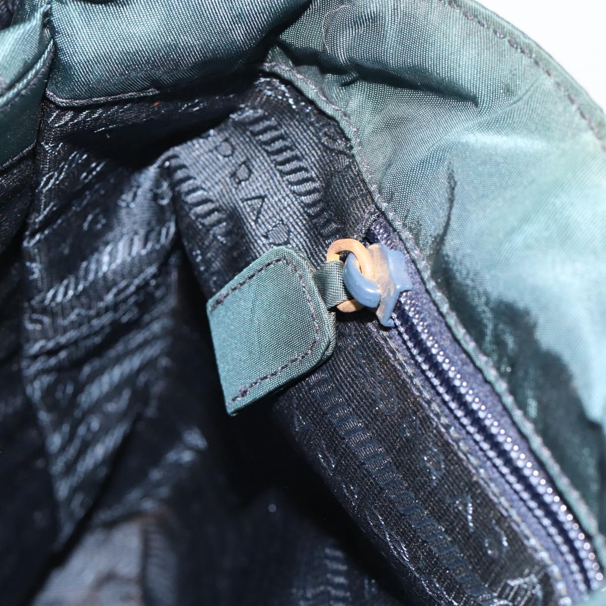 PRADA Hand Bag Nylon Green Silver Auth 188780