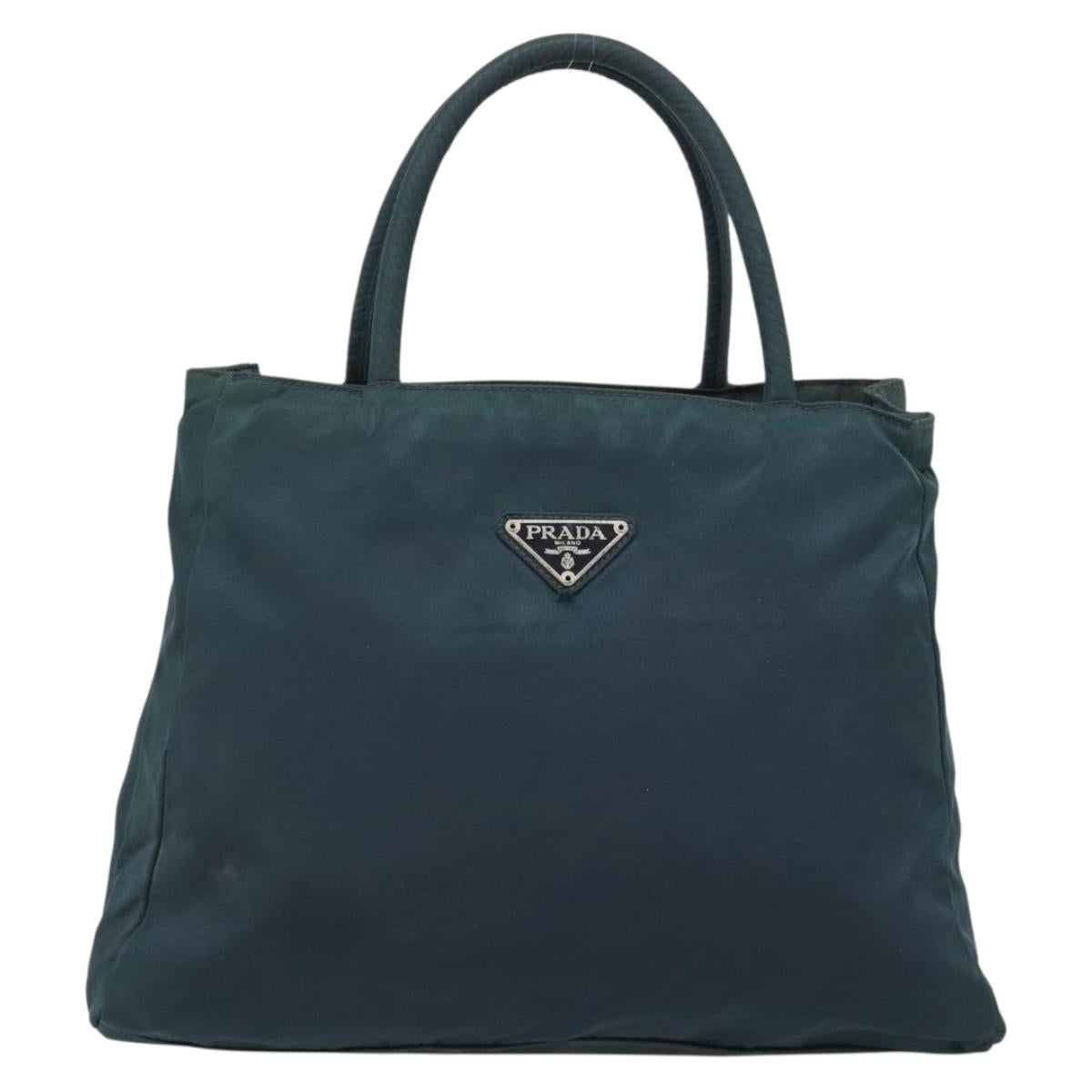 PRADA Hand Bag Nylon Green Silver Auth 188780
