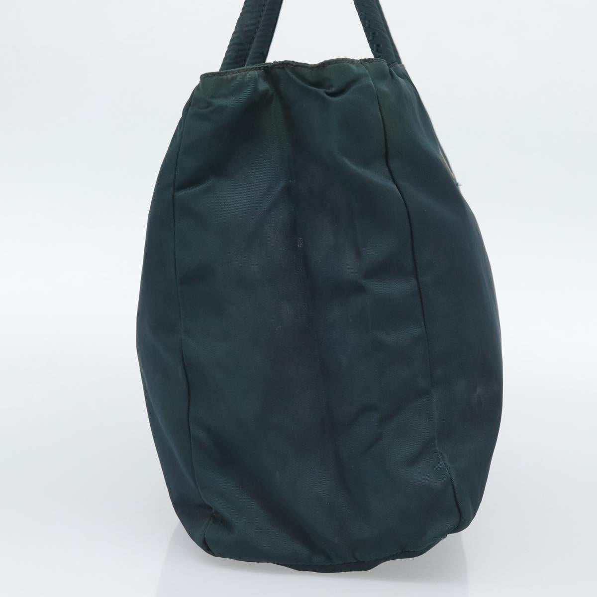 PRADA Hand Bag Nylon Green Silver Auth 188780